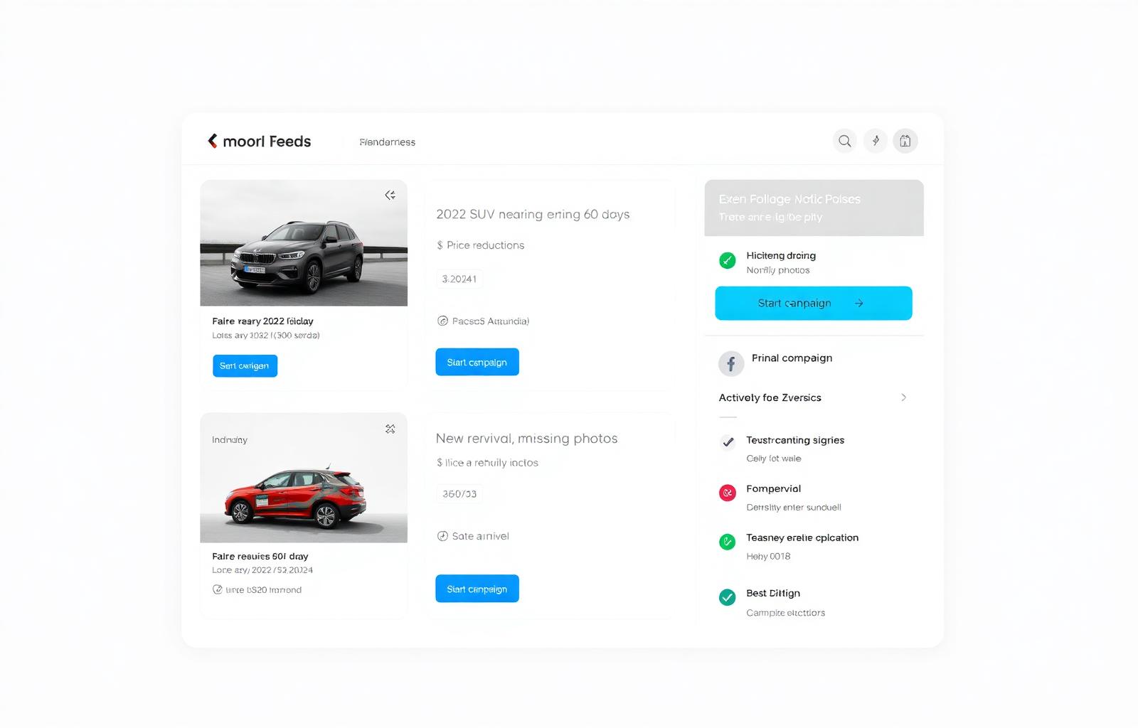 Dealership inventory signals showing aged units and recommended campaigns